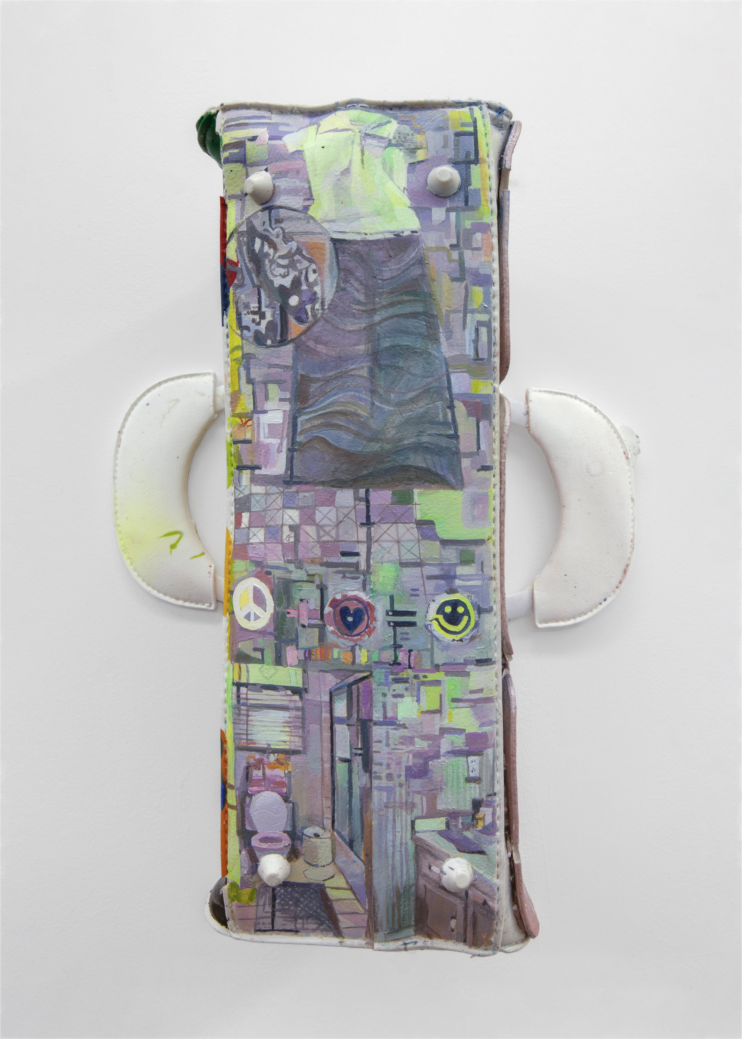 lighter front install shot of art by Amy Stober for Desk Show curated by Collisons Craft